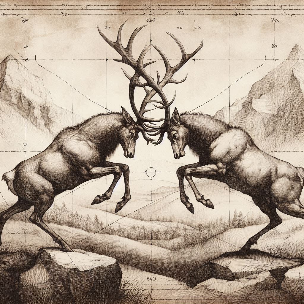 Two deers fighing