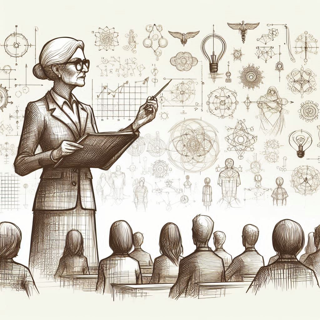 A woman giving a lecture