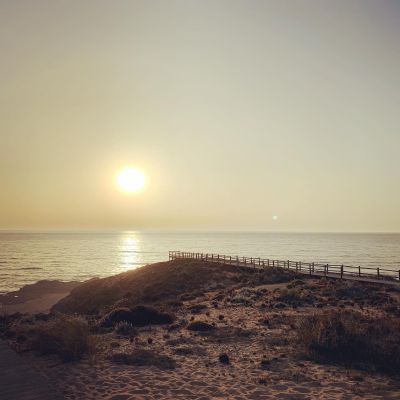 Road to a setting sun